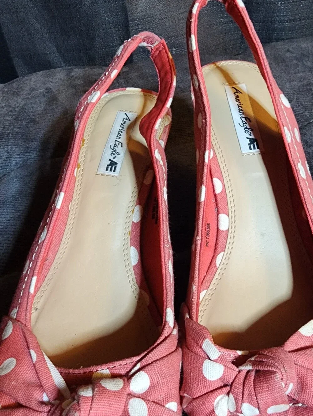 American Eagle Polka Dot Bow Espadrille Wedges Size 7W